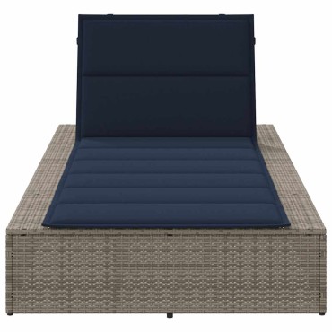 vidaXL Ξαπλώστρα με αιωρούμενο μαξιλάρι Γκρι Poly Rattan 210x100x28/47/67/79 cm 1 τεμ.