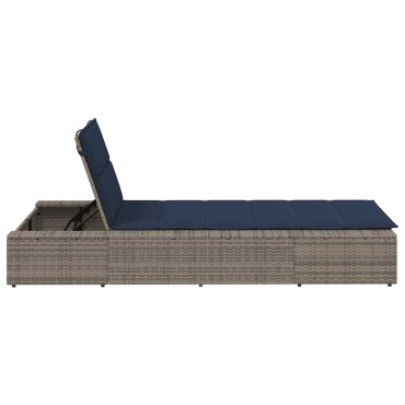 vidaXL Ξαπλώστρα με αιωρούμενο μαξιλάρι Γκρι Poly Rattan 210x100x28/47/67/79 cm 1 τεμ.