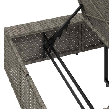 vidaXL Ξαπλώστρα με αιωρούμενο μαξιλάρι Γκρι Poly Rattan 210x100x28/47/67/79 cm 1 τεμ.