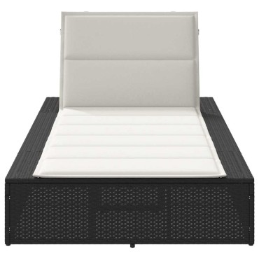 vidaXL Ξαπλώστρα με αιωρούμενο μαξιλάρι Μαύρο Poly Rattan 210x100x27,5/47/67/79 cm 1 τεμ.