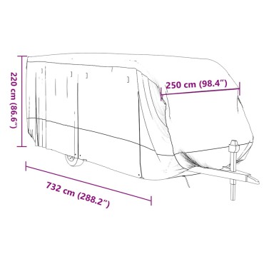 vidaXL Κάλυμμα τροχόσπιτου Γκρι 732x250x220 cm Μη υφασμένο ύφασμα