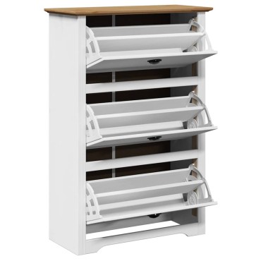 Ράφι παπουτσιών vidaXL BODO Λευκό και καφέ 80x35x118cm