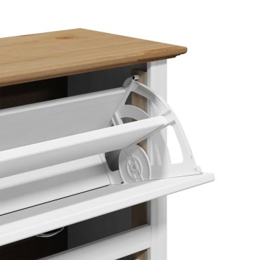 Ράφι παπουτσιών vidaXL BODO Λευκό και καφέ 80x35x118cm