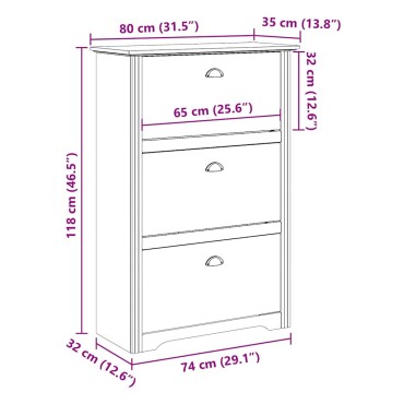Ράφι παπουτσιών vidaXL BODO Λευκό και καφέ 80x35x118cm