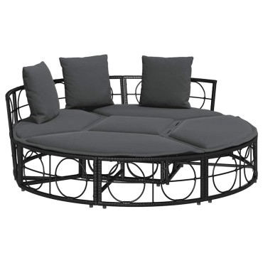 vidaXL Εξωτερική Lounge κρεβάτι χωρίς θόλο Μαύρο πολυ μπαστούνι 160x50 cm
