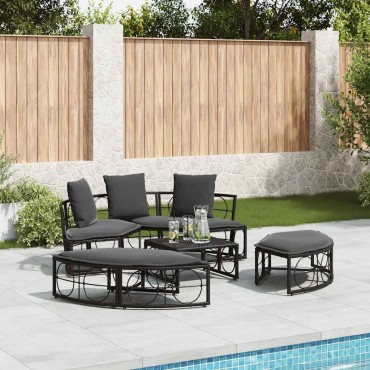 vidaXL Εξωτερική Lounge κρεβάτι χωρίς θόλο Μαύρο πολυ μπαστούνι 160x50 cm
