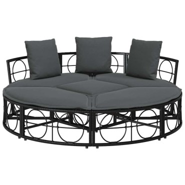 vidaXL Εξωτερική Lounge κρεβάτι χωρίς θόλο Μαύρο πολυ μπαστούνι 160x50 cm