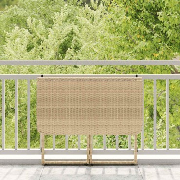 vidaXL Πτυσσόμενο τραπέζι κήπου Μπεζ 90x51x75cm Poly Rattan