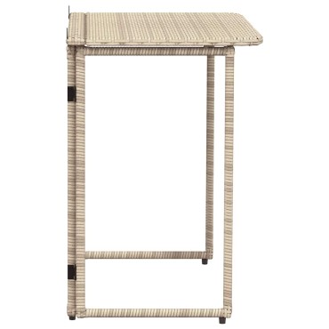 vidaXL Πτυσσόμενο τραπέζι κήπου Μπεζ 90x51x75cm Poly Rattan