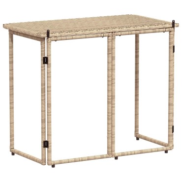 vidaXL Πτυσσόμενο τραπέζι κήπου Μπεζ 90x51x75cm Poly Rattan