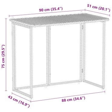 vidaXL Πτυσσόμενο τραπέζι κήπου Μπεζ 90x51x75cm Poly Rattan