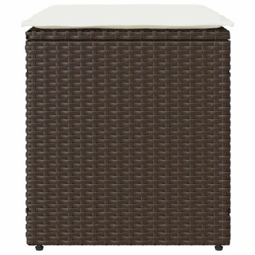 vidaXL Σκαμπό κήπου με μαξιλάρια 2 τεμ. Καφέ 40x40x43cm