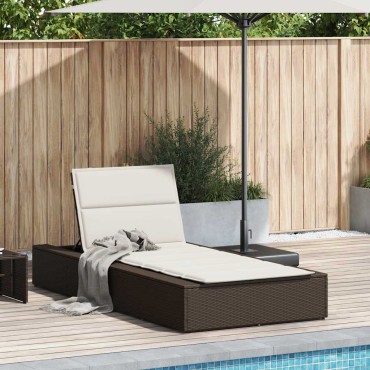 vidaXL Ξαπλώστρα με πλωτό μαξιλάρι Brown Poly Rattan 210x100x28/47/67/79 cm 1 τεμ.