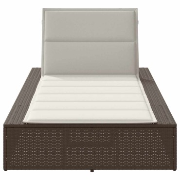 vidaXL Ξαπλώστρα με πλωτό μαξιλάρι Brown Poly Rattan 210x100x28/47/67/79 cm 1 τεμ.