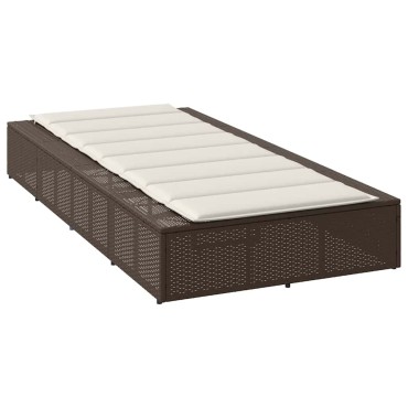 vidaXL Ξαπλώστρα με πλωτό μαξιλάρι Brown Poly Rattan 210x100x28/47/67/79 cm 1 τεμ.
