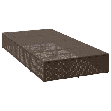 vidaXL Ξαπλώστρα με πλωτό μαξιλάρι Brown Poly Rattan 210x100x28/47/67/79 cm 1 τεμ.