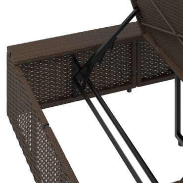 vidaXL Ξαπλώστρα με πλωτό μαξιλάρι Brown Poly Rattan 210x100x28/47/67/79 cm 1 τεμ.