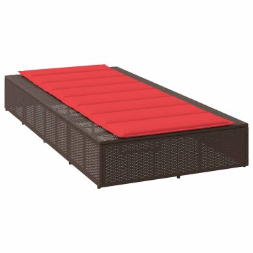 vidaXL Ξαπλώστρα με πλωτό μαξιλάρι Brown Poly Rattan 210x100x27,5/47/67/79 cm 1 τεμ.
