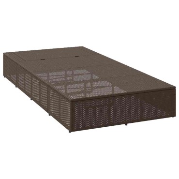 vidaXL Ξαπλώστρα με πλωτό μαξιλάρι Brown Poly Rattan 210x100x27,5/47/67/79 cm 1 τεμ.