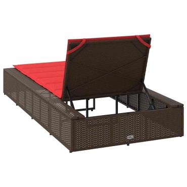 vidaXL Ξαπλώστρα με πλωτό μαξιλάρι Brown Poly Rattan 210x100x27,5/47/67/79 cm 1 τεμ.
