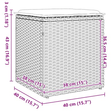 vidaXL Σκαμπό κήπου με μαξιλάρια 2 τεμ. Μπεζ 40x40x43cm