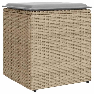 vidaXL Σκαμπό κήπου με μαξιλάρια 2 τεμ. Μπεζ 40x40x43cm