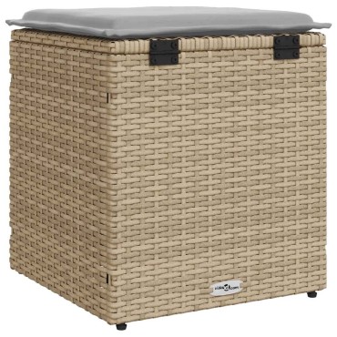 vidaXL Σκαμπό κήπου με μαξιλάρια 2 τεμ. Μπεζ 40x40x43cm
