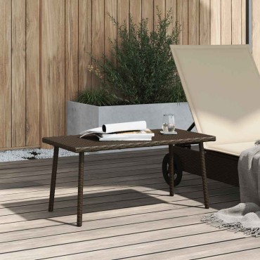 vidaXL Κήπος Τραπέζι καφέ ορθογώνιο καφέ 80x40x37cm Poly Rattan 1 τεμ.
