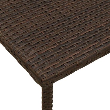 vidaXL Κήπος Τραπέζι καφέ ορθογώνιο καφέ 80x40x37cm Poly Rattan 1 τεμ.