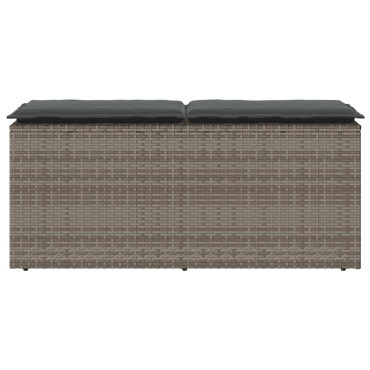 vidaXL Πάγκος κήπου με μαξιλάρι γκρι 110x40x44cm Poly Rattan