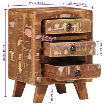vidaXL Κομοδίνο 2 τεμ. 37x32x50cm Στερεό ξύλο ανακυκλωμένο