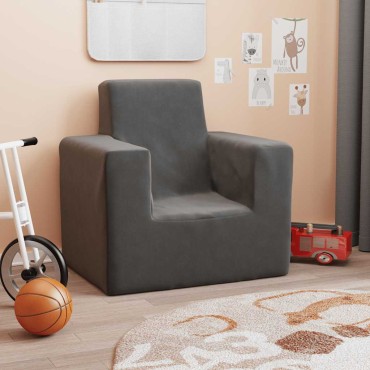 vidaXL Καναπές Παιδικός Ανθρακί από Μαλακό Βελουτέ Ύφασμα 52x38x50cm 1 τεμ.