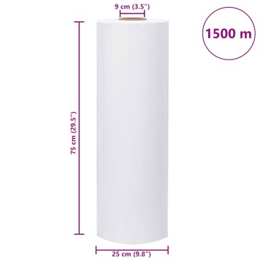 vidaXL Αγροτική ταινία τεντώματος Λευκό 25 μm 75 cm x 1500 m