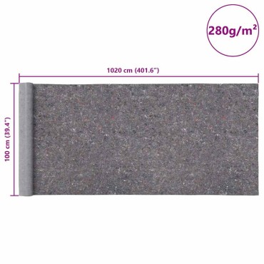 vidaXL Αντιολισθητικό μαλλί ζωγράφου 1020 cm 280 g/m² Γκρι