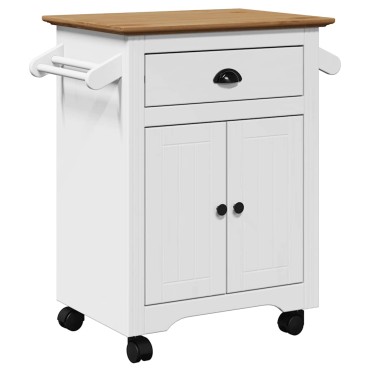 vidaXL Καροτσάκι κουζίνας BODO Λευκό και καφέ 72x45x80cm
