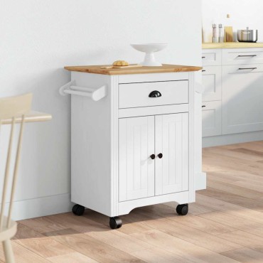 vidaXL Καροτσάκι κουζίνας BODO Λευκό και καφέ 72x45x80cm