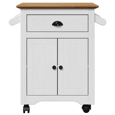 vidaXL Καροτσάκι κουζίνας BODO Λευκό και καφέ 72x45x80cm