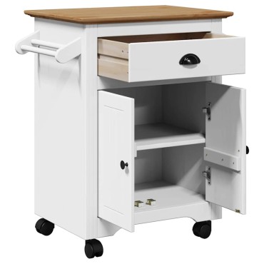 vidaXL Καροτσάκι κουζίνας BODO Λευκό και καφέ 72x45x80cm
