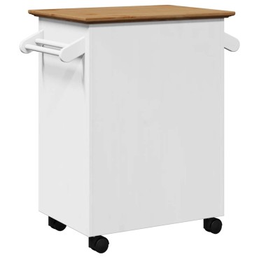vidaXL Καροτσάκι κουζίνας BODO Λευκό και καφέ 72x45x80cm