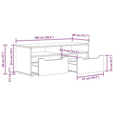 vidaXL ντουλάπι τηλεόρασης VISNES Μαύρο 100x40x38cm