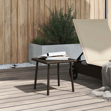vidaXL Κήπος Τραπέζι καφέ ορθογώνιο καφέ 40x40x37cm Poly Rattan 1 τεμ.