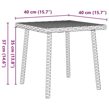 vidaXL Κήπος Τραπέζι καφέ ορθογώνιο καφέ 40x40x37cm Poly Rattan 1 τεμ.