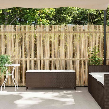 vidaXL Πάγκος κήπου με μαξιλάρι καφέ 110x30x40,5cm Poly Rattan