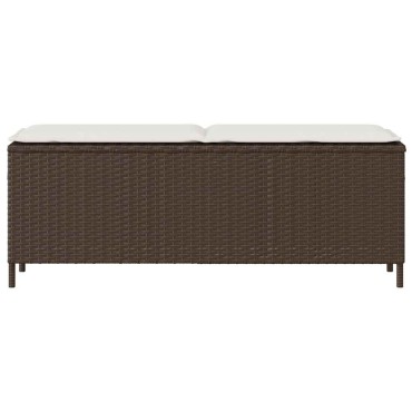 vidaXL Πάγκος κήπου με μαξιλάρι καφέ 110x30x40,5cm Poly Rattan