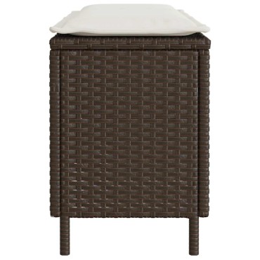 vidaXL Πάγκος κήπου με μαξιλάρι καφέ 110x30x40,5cm Poly Rattan