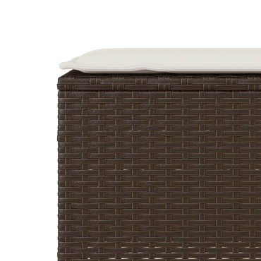 vidaXL Πάγκος κήπου με μαξιλάρι καφέ 110x30x40,5cm Poly Rattan