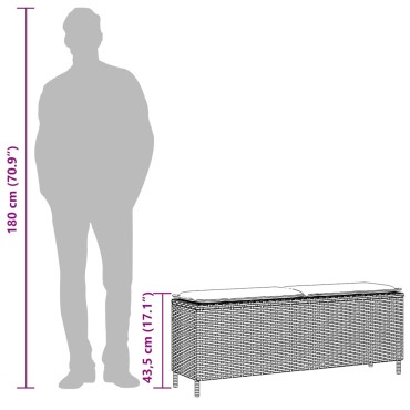 vidaXL Πάγκος κήπου με μαξιλάρι καφέ 110x30x40,5cm Poly Rattan