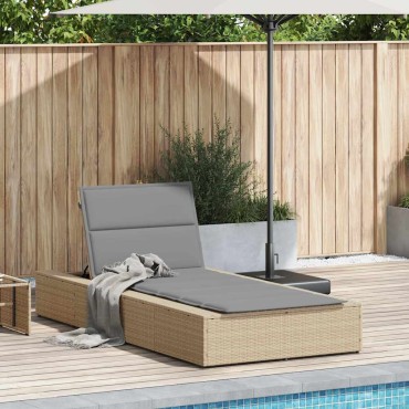 vidaXL Ξαπλώστρα με αιωρούμενο μαξιλάρι Μπεζ Poly Rattan 210x100x28/47/67/79 cm 1 τεμ.