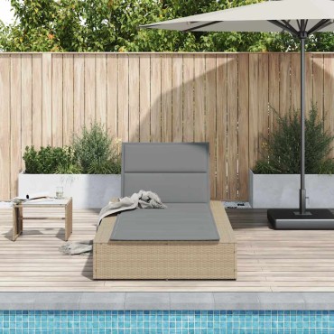 vidaXL Ξαπλώστρα με αιωρούμενο μαξιλάρι Μπεζ Poly Rattan 210x100x28/47/67/79 cm 1 τεμ.