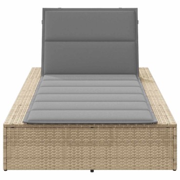 vidaXL Ξαπλώστρα με αιωρούμενο μαξιλάρι Μπεζ Poly Rattan 210x100x28/47/67/79 cm 1 τεμ.